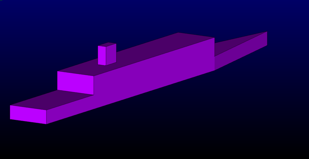 Figure 3 - SFS2 geometry build in Pointwise by creating points, lines and patching surfaces. frigate-helipad-unstructured