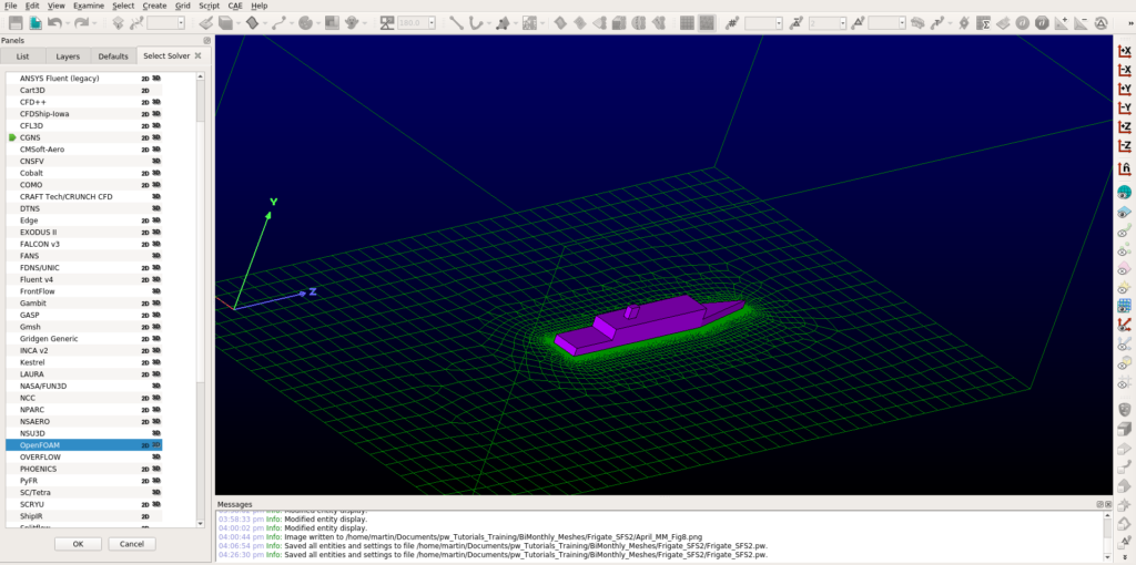 Figure 8 - selecting the solver for CAE export