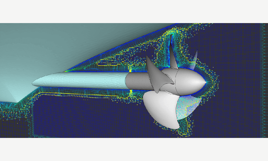 Overset Data Displayed on a Persistent Cut for a Marine Propeller Mesh