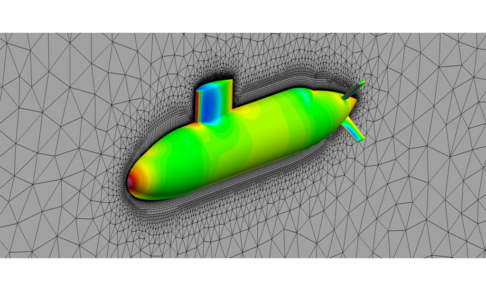 Surface Pressure Contours And Cut Plane Showing Mesh For A Generic Submarine
