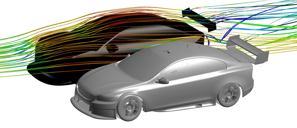Figure 3 the Volvo started as a basic CFD study to find the effect of the wing to body interaction before moving to more detailed models.