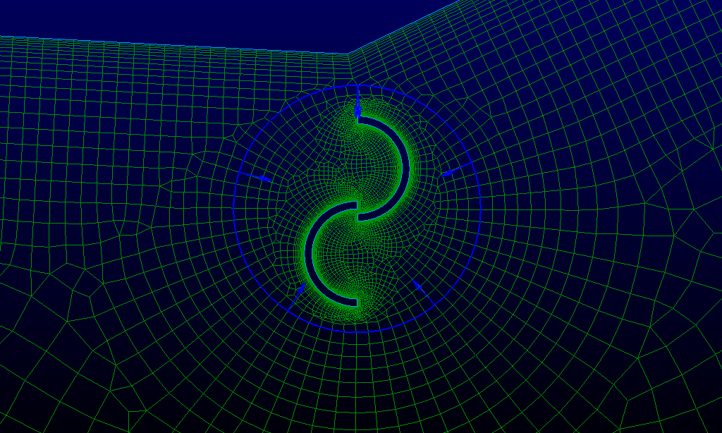 Figure 4b -  view of mesh where rotor interfaces with stator