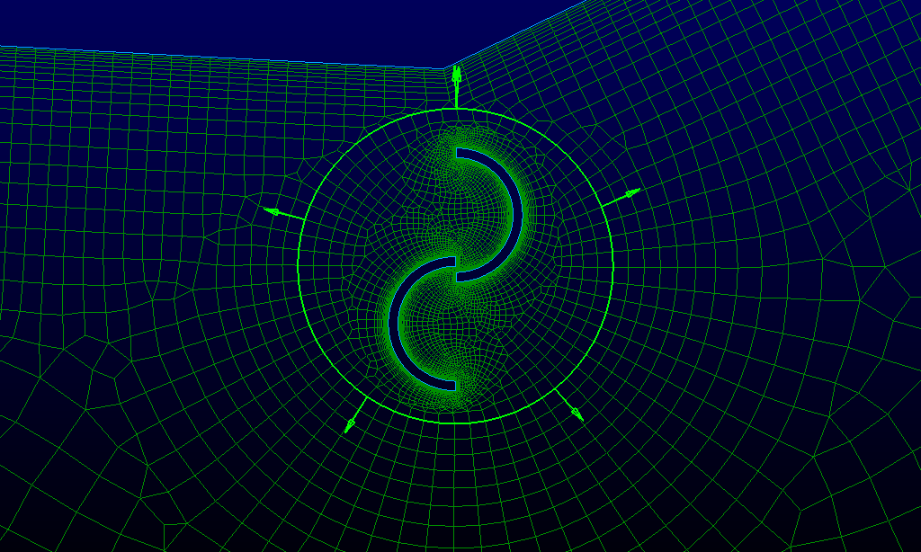 Figure 4a -  view of mesh where stator interfaces with rotor