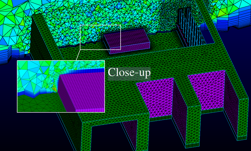 Figure 3 - Cut plane through raspi CPU/GPU core, coloured by non-orthogonality.