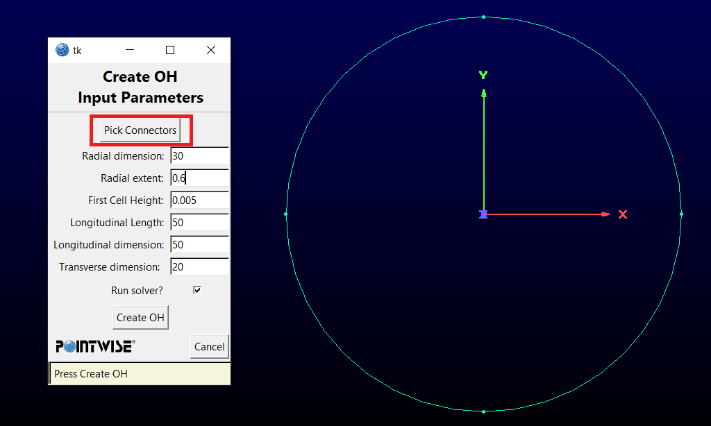 Figure 3 - Picking the connectors through the Tk widget