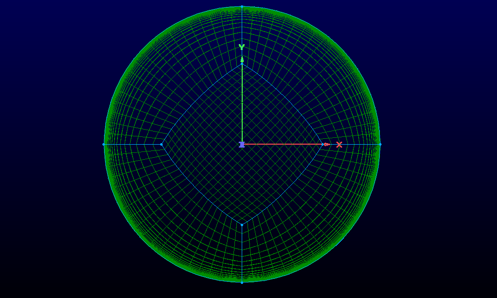 Figure 4 - 2D domain of the 3D mesh, showing "OH" mesh