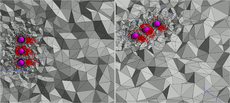 Figure 2 - Animated images of the mesh adaption for 3 Spheres example