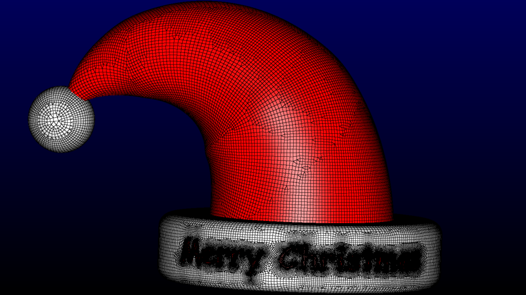 Santa's hat meshed in 30 seconds after running Create->Automatic Surface Mesh